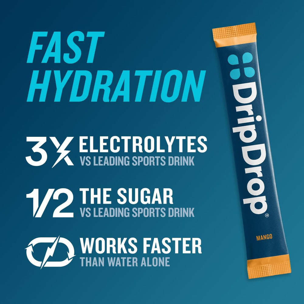DripDrop mango flavor stick ideal for quick hydration during workouts.
