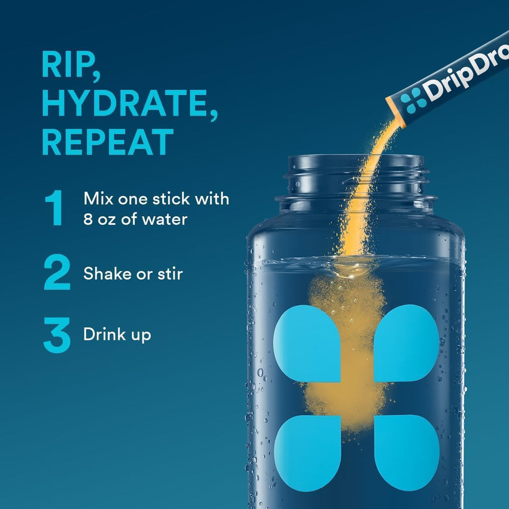 DripDrop Tropical Variety Pack Passion Fruit stick supports quick hydration after exercise