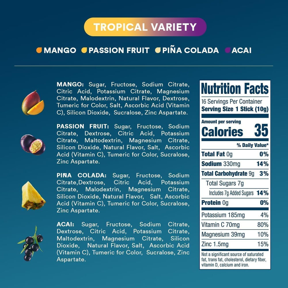 DripDrop Tropical Variety Pack Piña Colada glass ideal for gym sessions