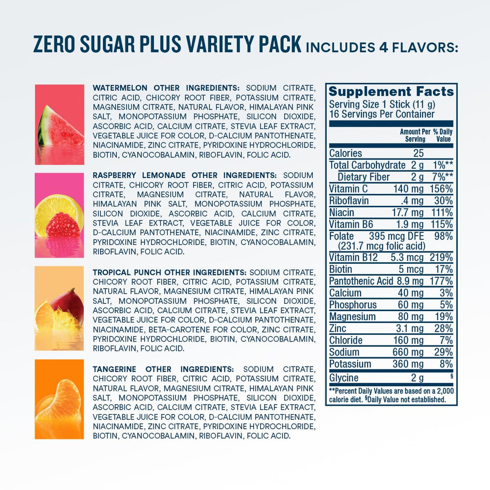 DripDrop Zero Sugar Plus bottle with ice ready for on-the-go hydration.