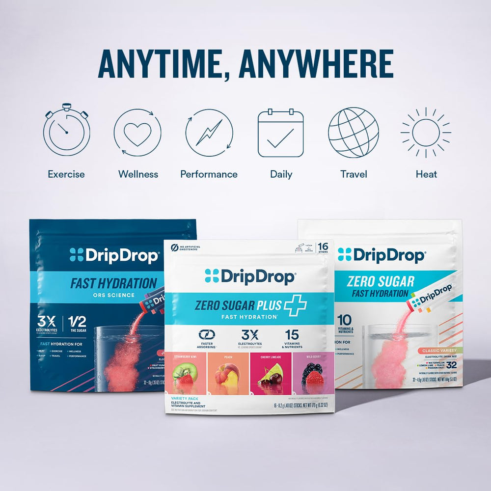 DripDrop Zero Sugar Plus brand mission image emphasizing hydration access worldwide.