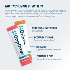 DripDrop Zero Sugar Plus Tangerine stick for citrus hydration after activity.