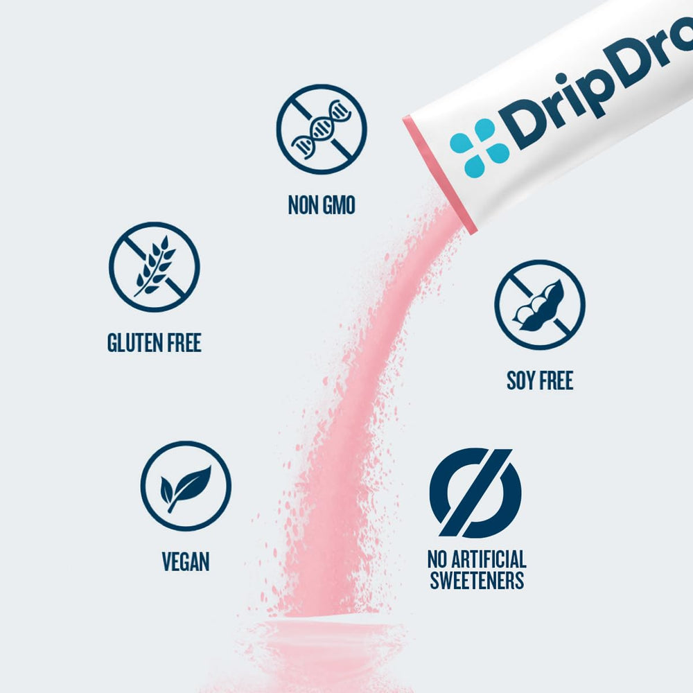 DripDrop Zero Sugar Plus wild berry flavor packet for versatile hydration