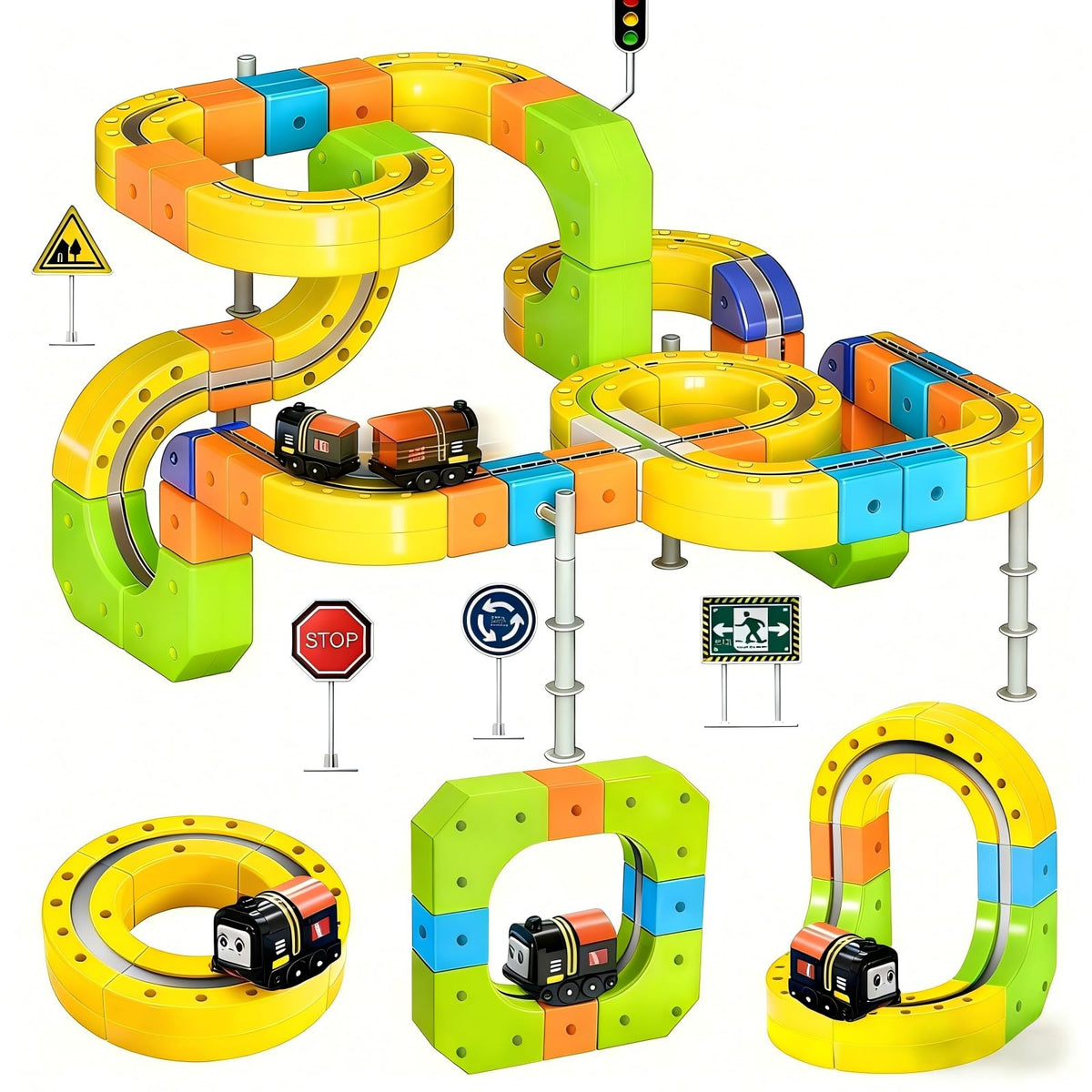 Dripiagarden 3D gravity-train climbs uphill on magnetic track for engaging play.