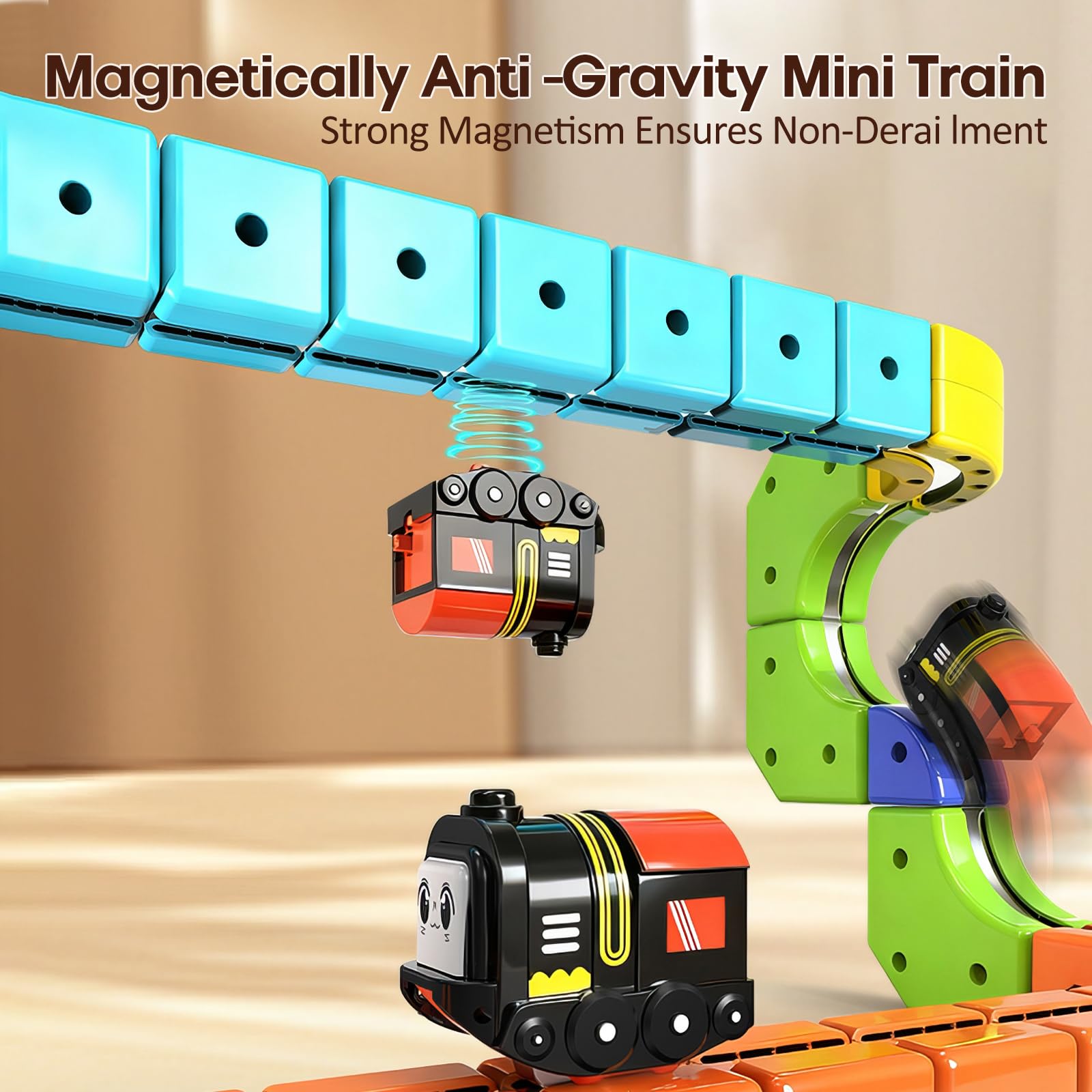 Dripiagarden 3D gravity-train hangs upside-down in mid-air stunt.