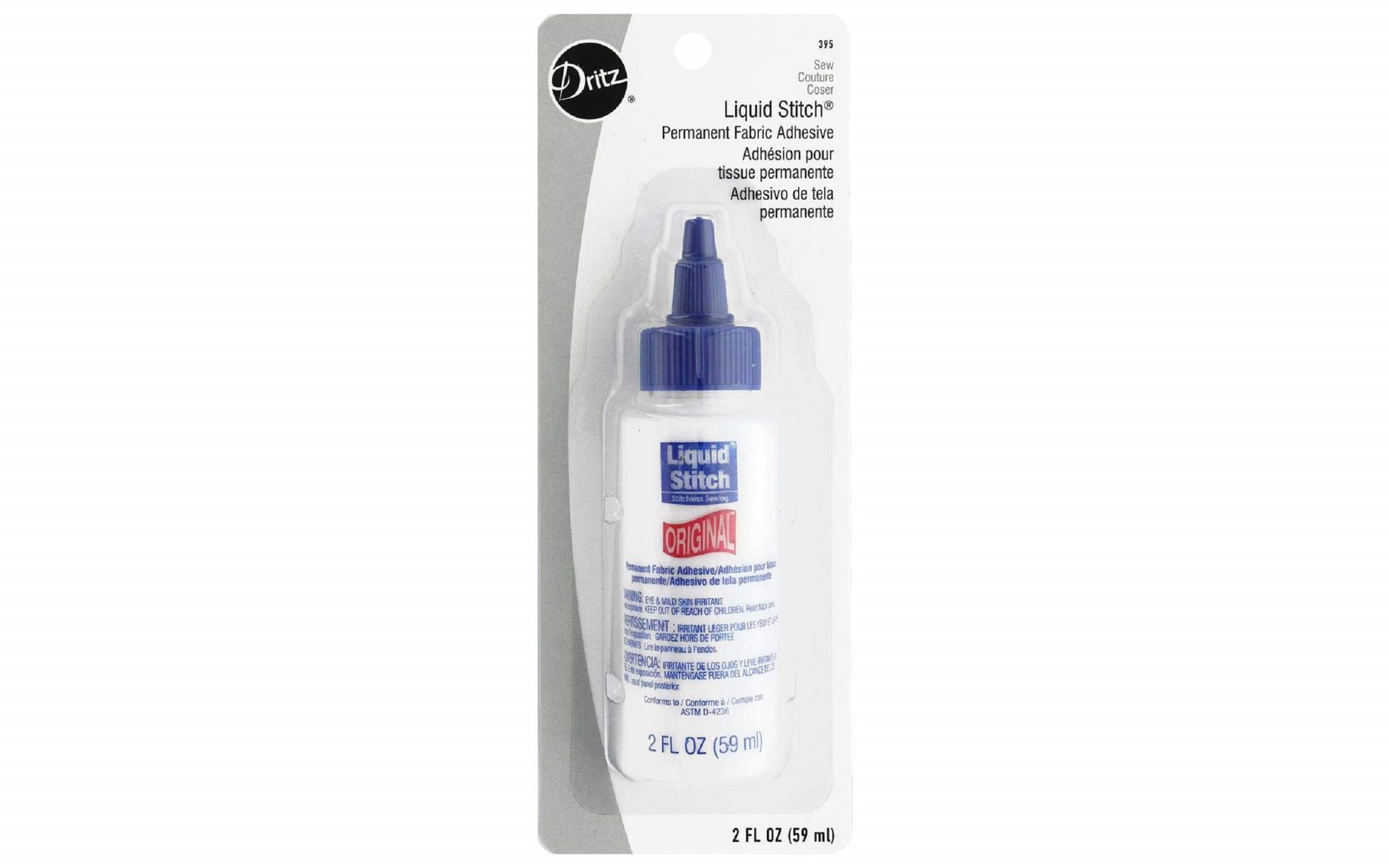 Dritz Liquid Stitch 2 oz bottle with clear adhesive for hems and appliqués