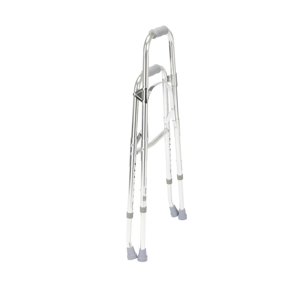 Drive Medical Side Style Hemi Walker folding with one hand for easy storage.