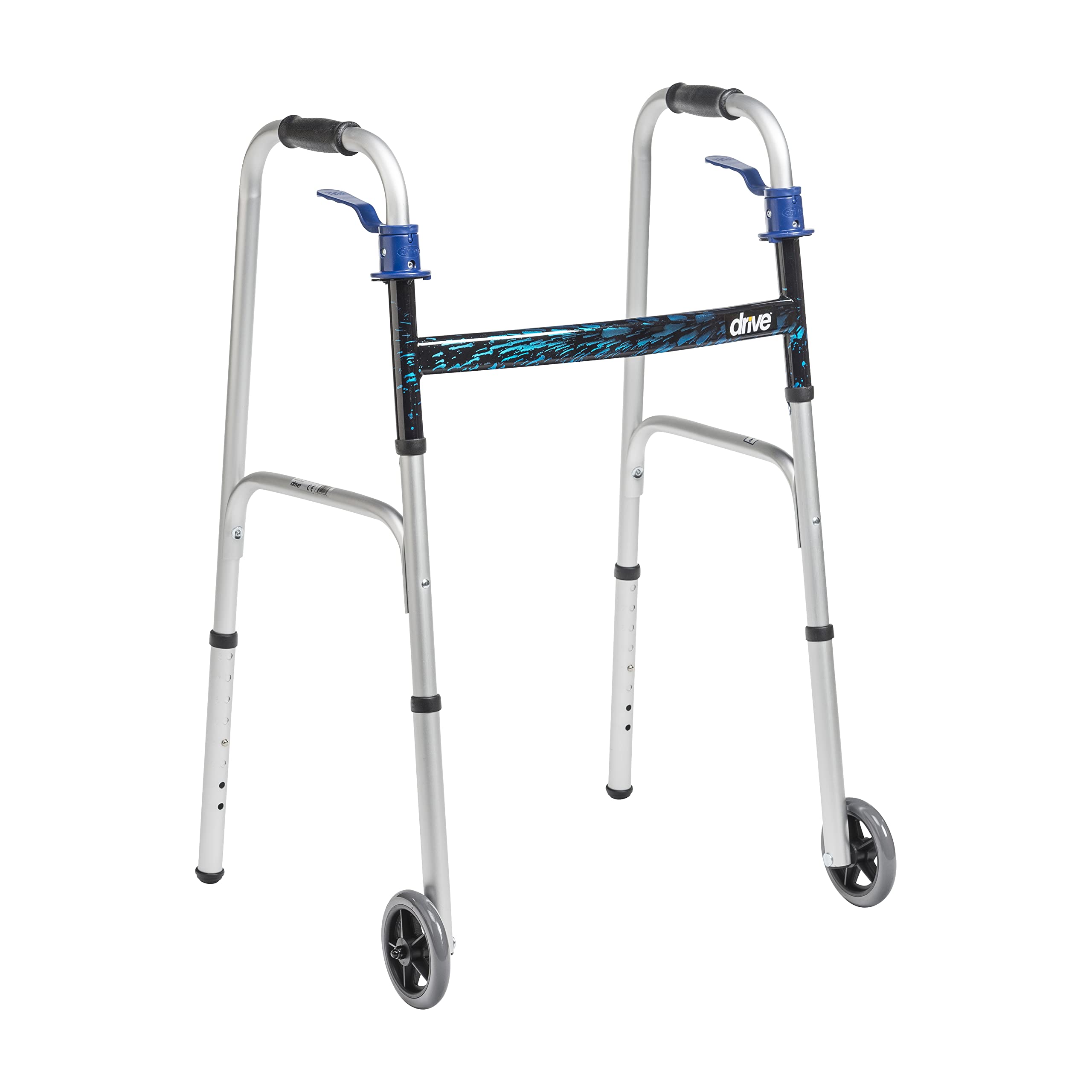 Drive Medical Trigger Release Folding Walker front view shows easy one-handed folding