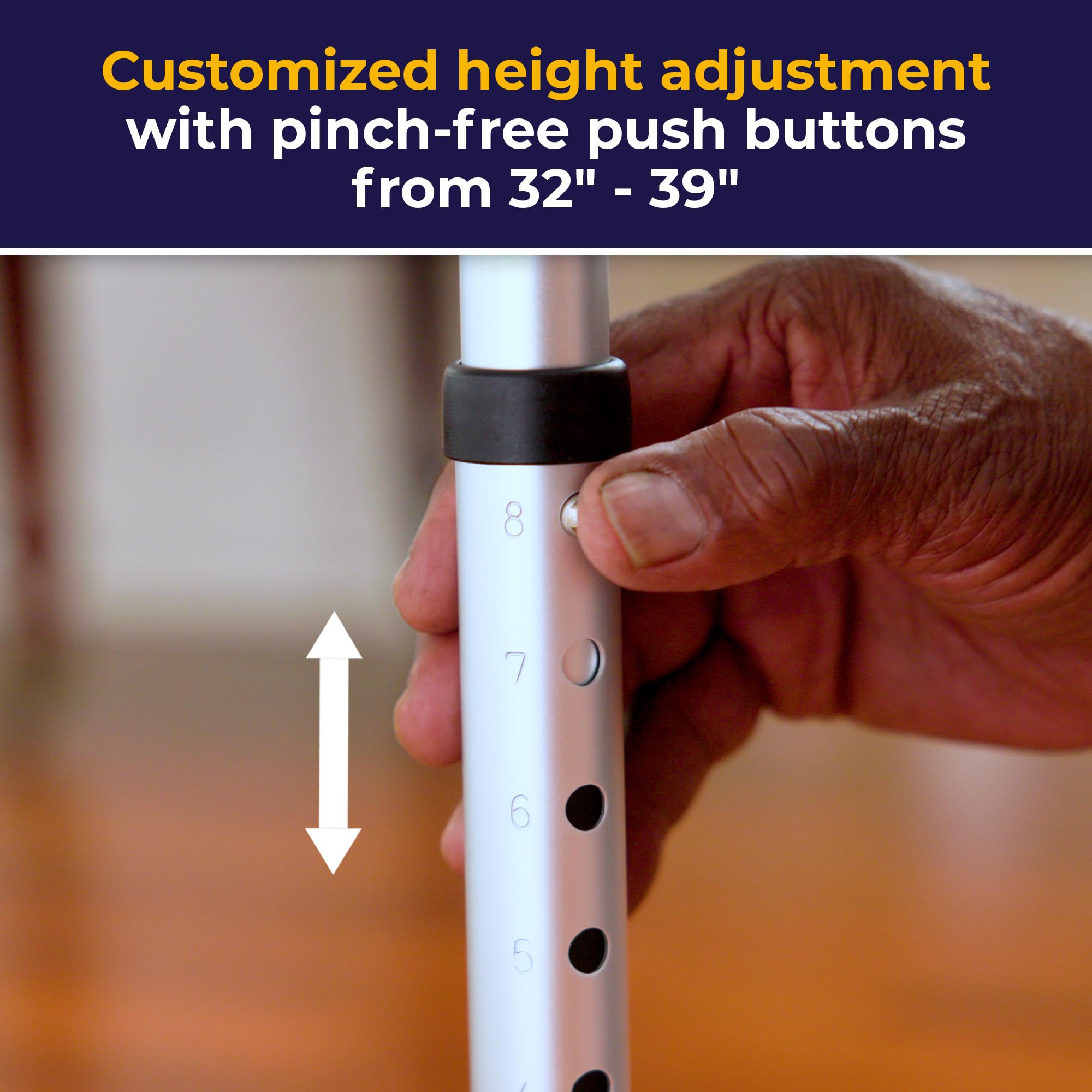 Drive Medical adjustable-height handle demonstrates personalized ergonomic fit