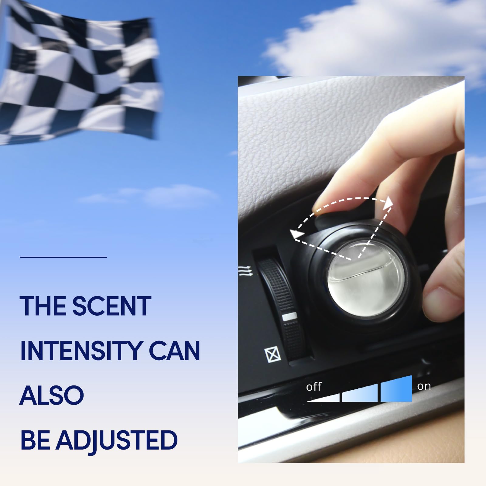 DRIVEJOY clip-on vent mount for quick, secure fragrance distribution.