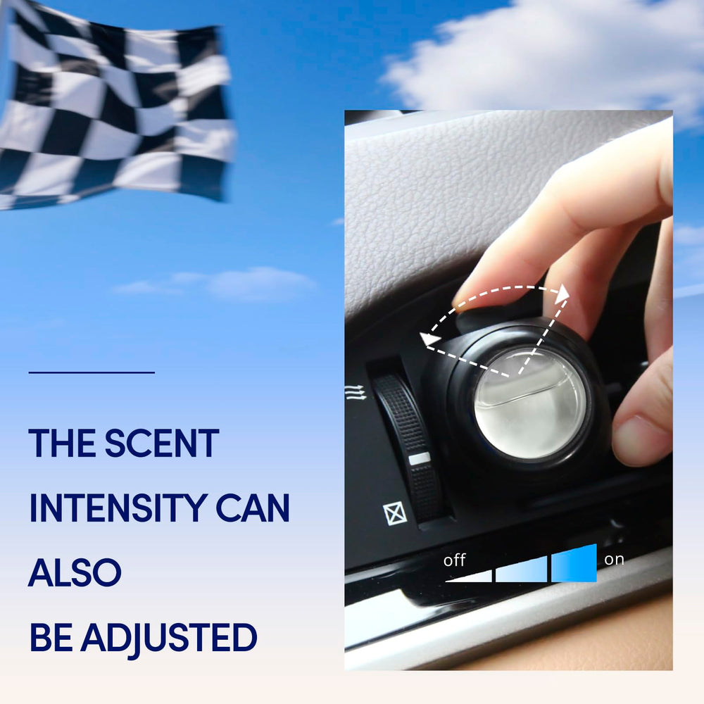 DRIVEJOY clip-on vent mount for quick, secure fragrance distribution.