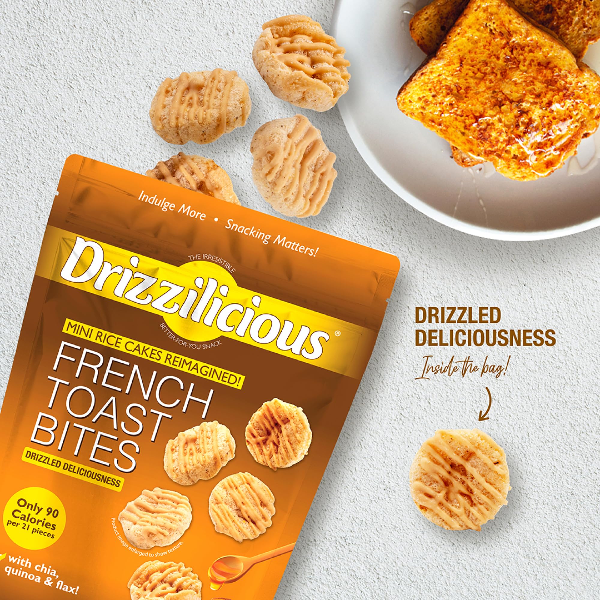 Nutritional-friendly packaging highlighting 90 calories per bag for smarter snacking.