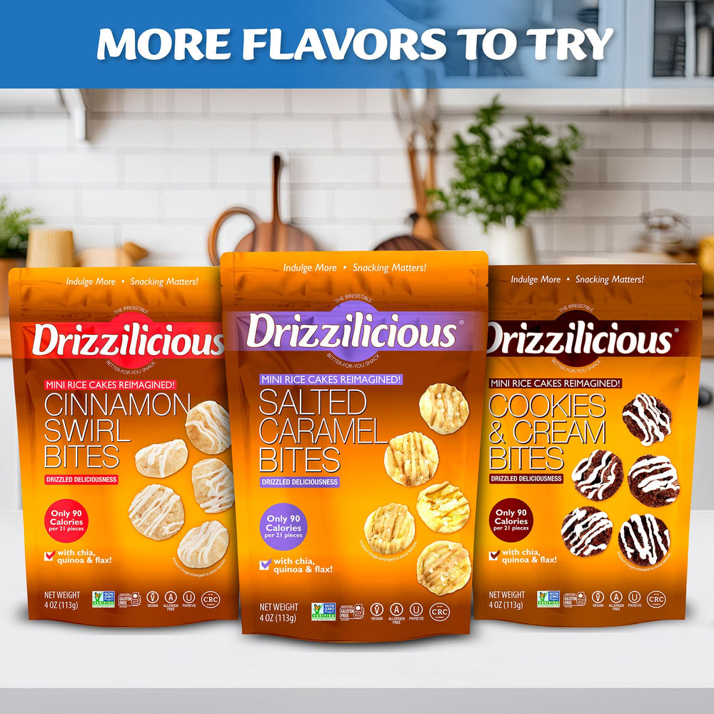Drizzilicious Birthday Cake pack with two bags, convenient portions for lunch or travel.