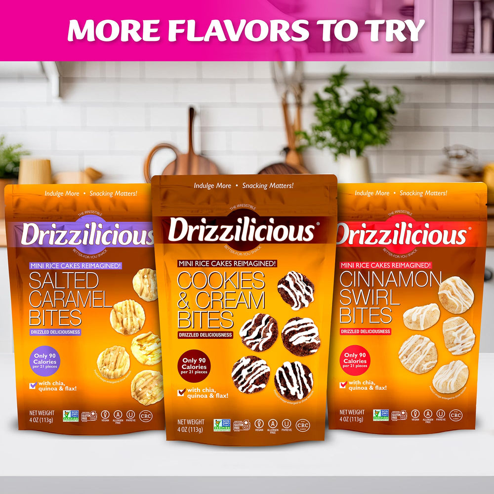 Drizzilicious snack tray display — inviting aisle-ready treats