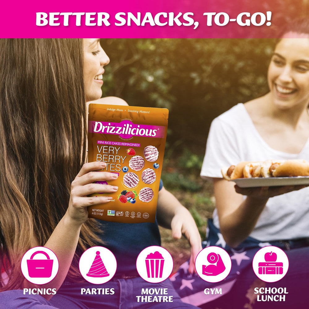 Drizzilicious Very Berry mini rice cakes kids snack — easy lunchbox option