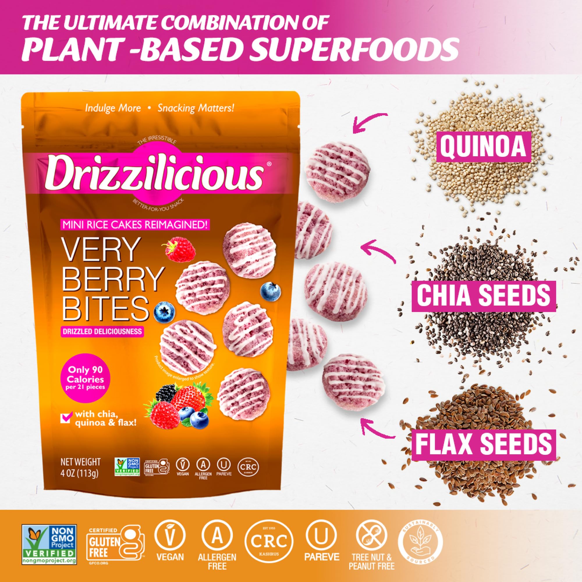 Drizzilicious Very Berry mini rice cakes white chocolate drizzle — tasty treat