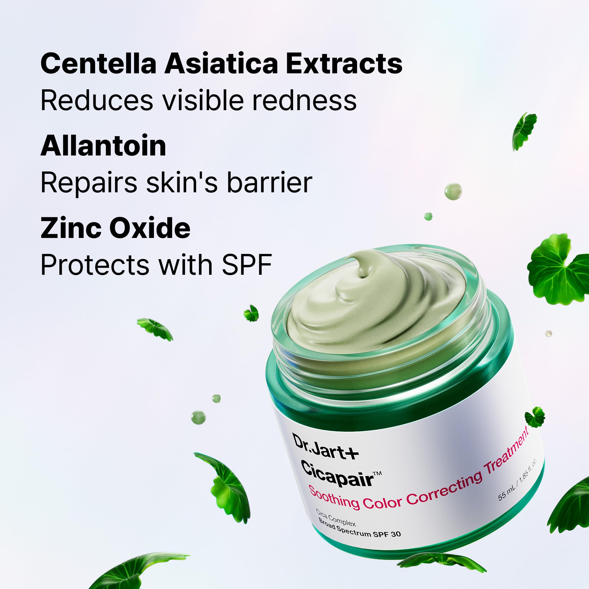 Dr.Jart+ Cicapair centella extract highlight for soothing care.
