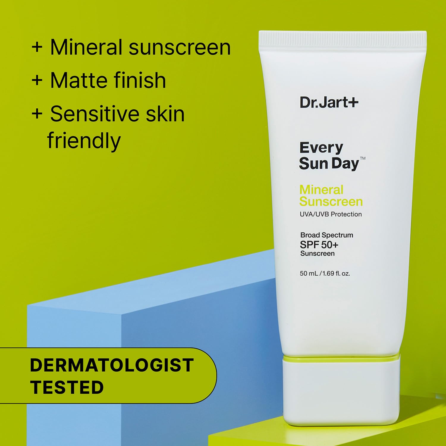 Close-up of Dr.Jart+ Every Sun Day matte texture on skin for daily wear.