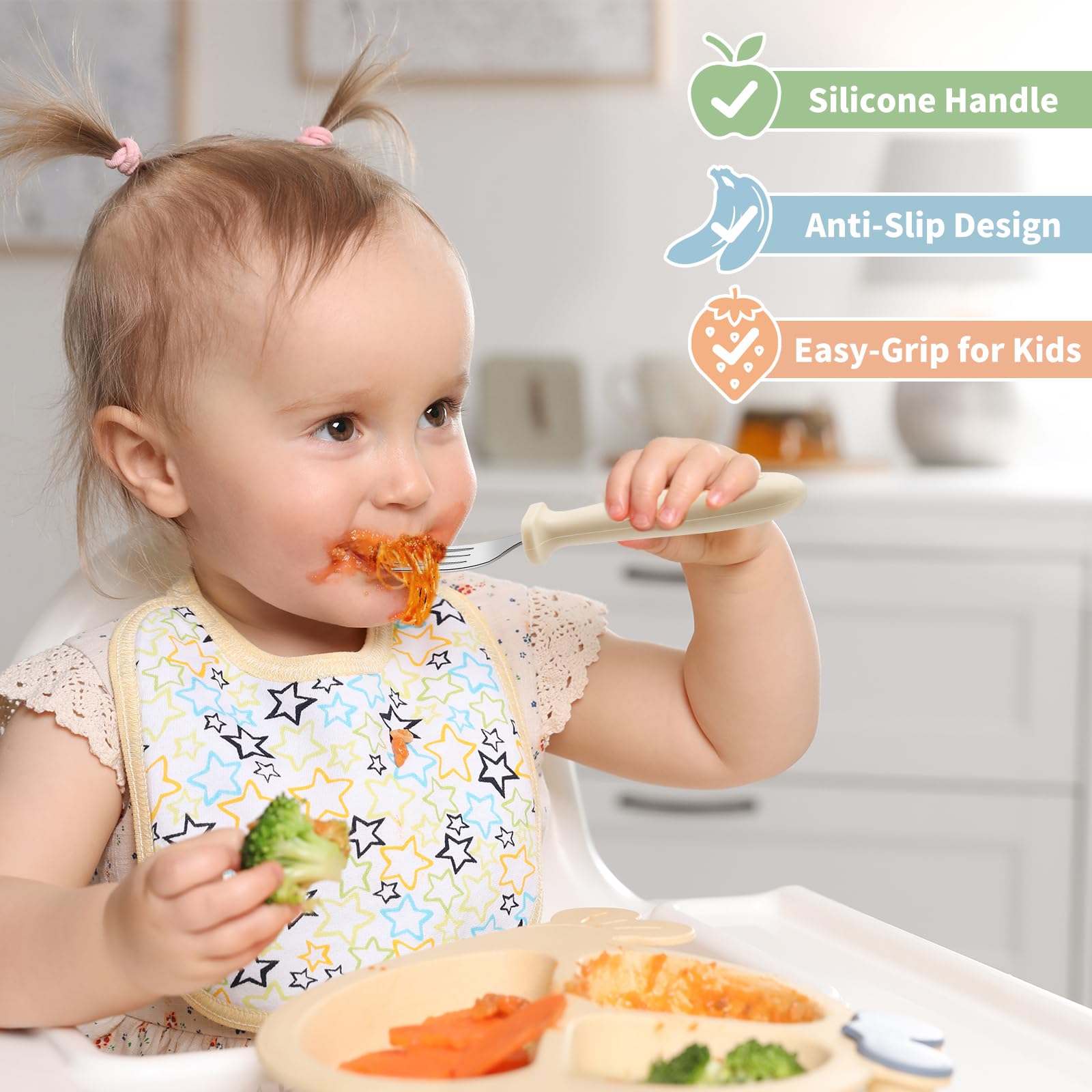 DRKIO 18/8 stainless steel toddler forks for safe, durable use