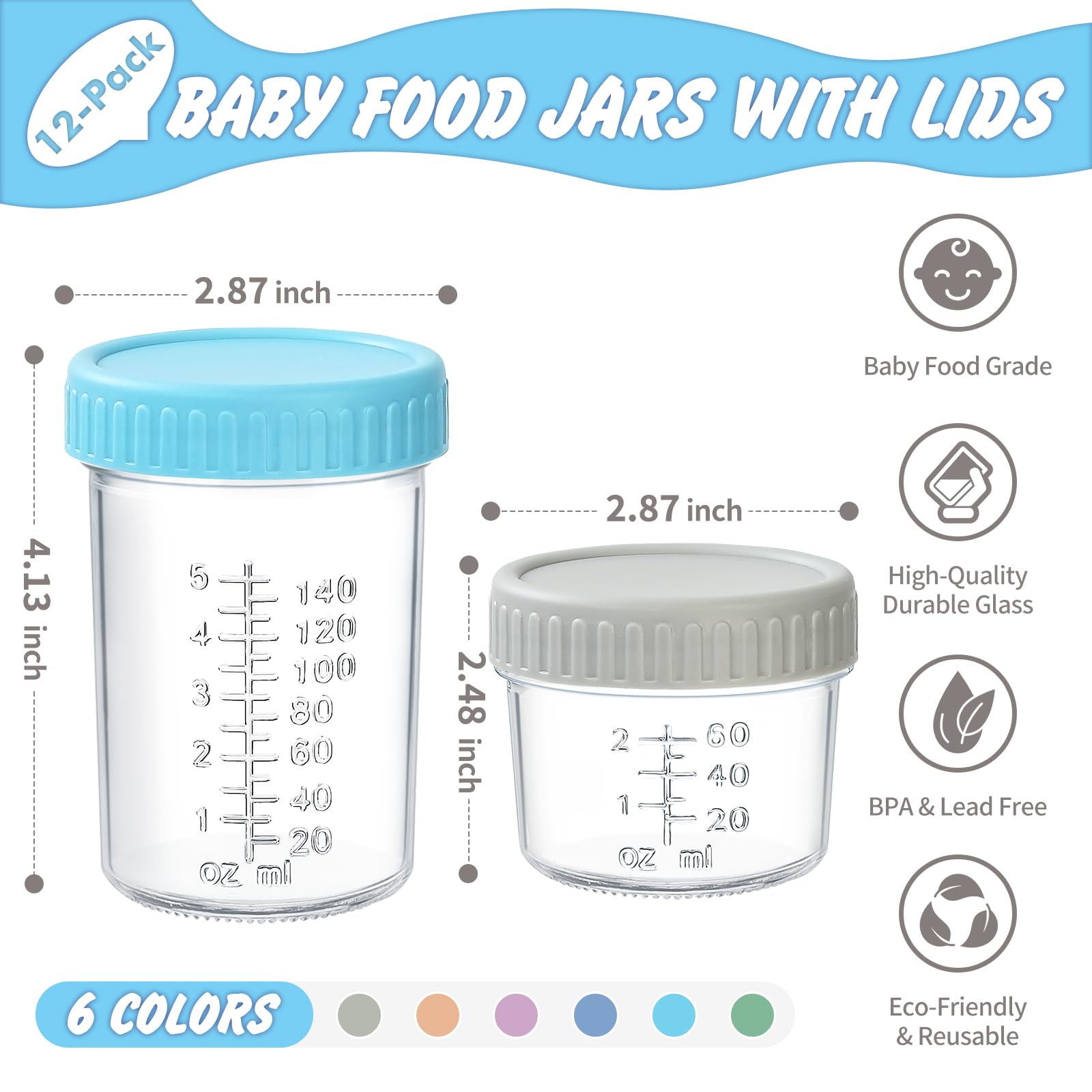 DRKIO 8oz glass jar with clear 5oz marks for easy portioning.