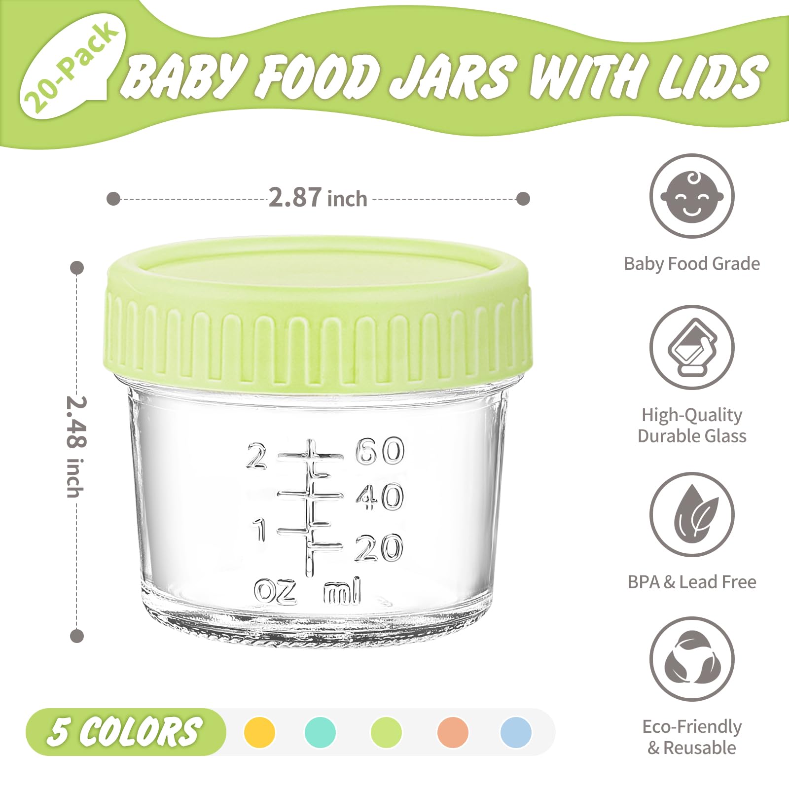 DRKIO baby food jar lids with seal maintain freshness during storage.