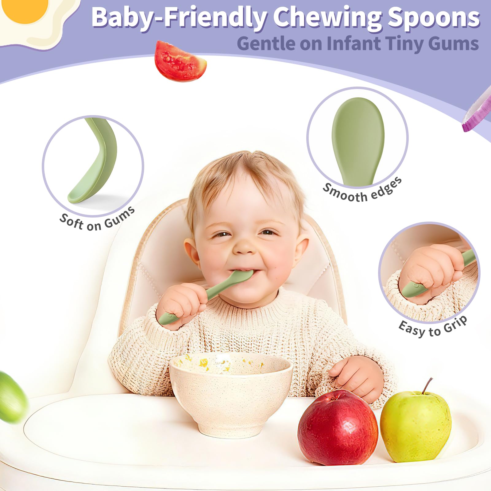 DRKIO ergonomic handles offer comfortable grip during tiny meals.