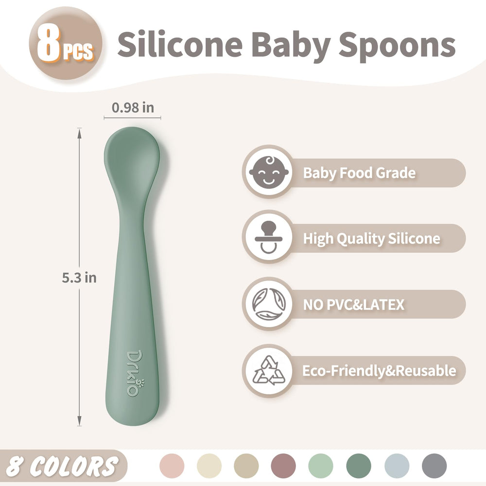 DRKIO soft-tip spoons with ergonomic handles promote confident self-feeding.