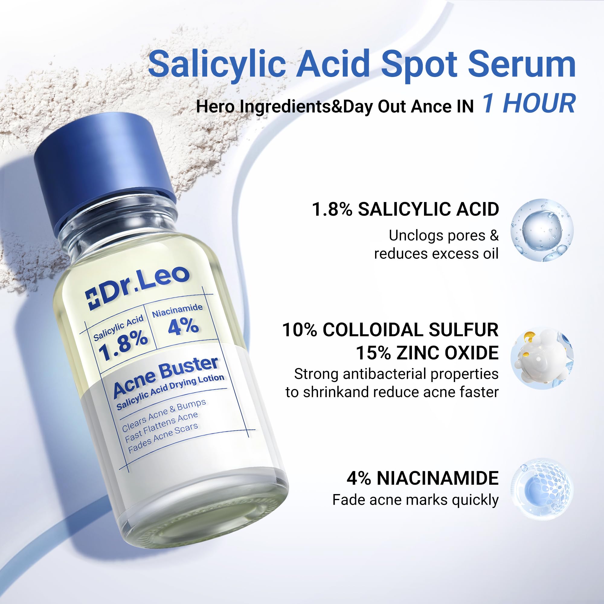 Water-based, non-sticky Dr.Leo serum texture on skin.