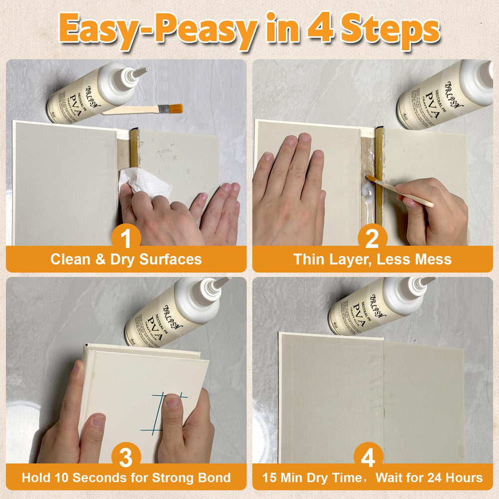 DRLPSN PVA glue suited for scrapbooking and collage work.