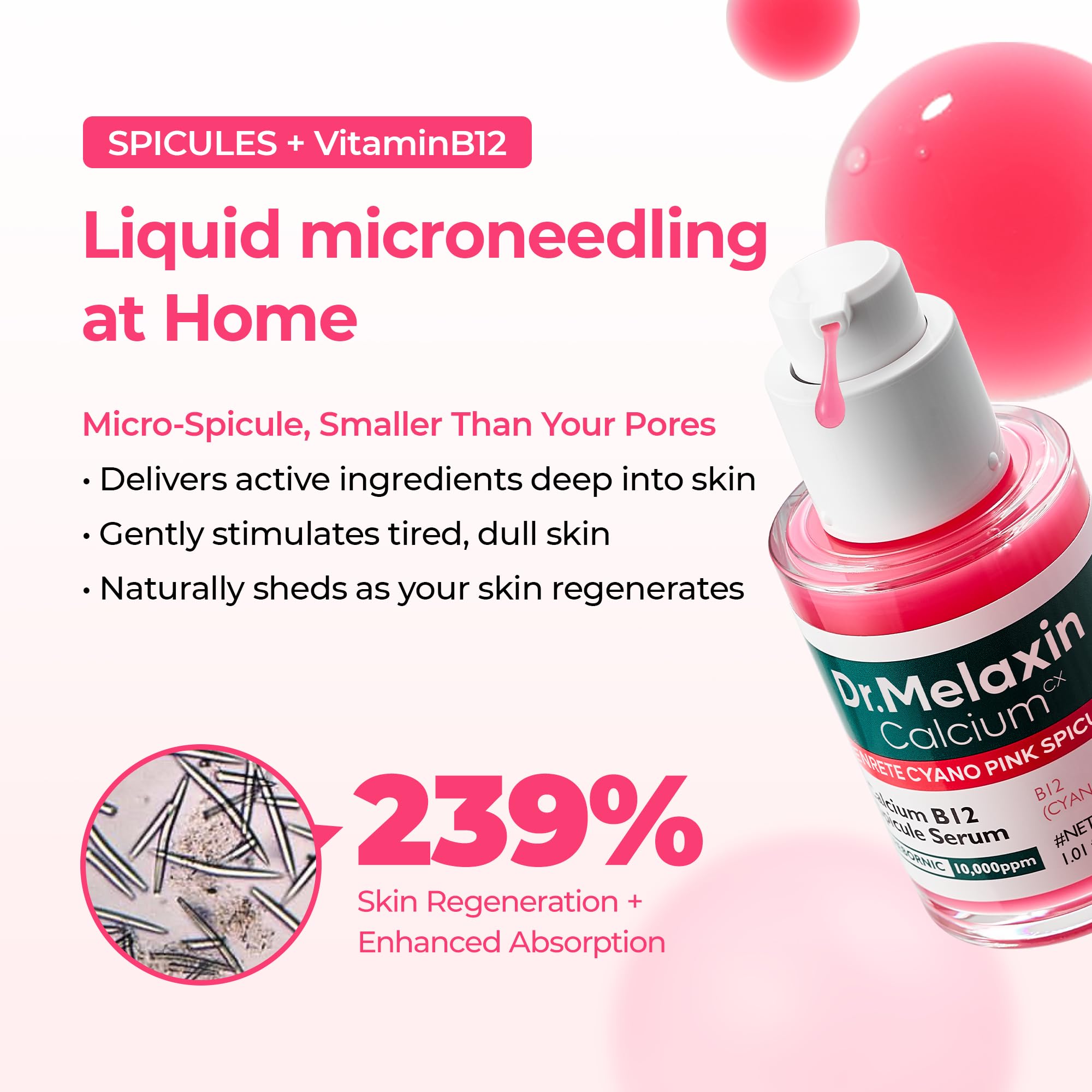 Dr.Melaxin Cyano Pink Spicule Serum texture swatch on skin