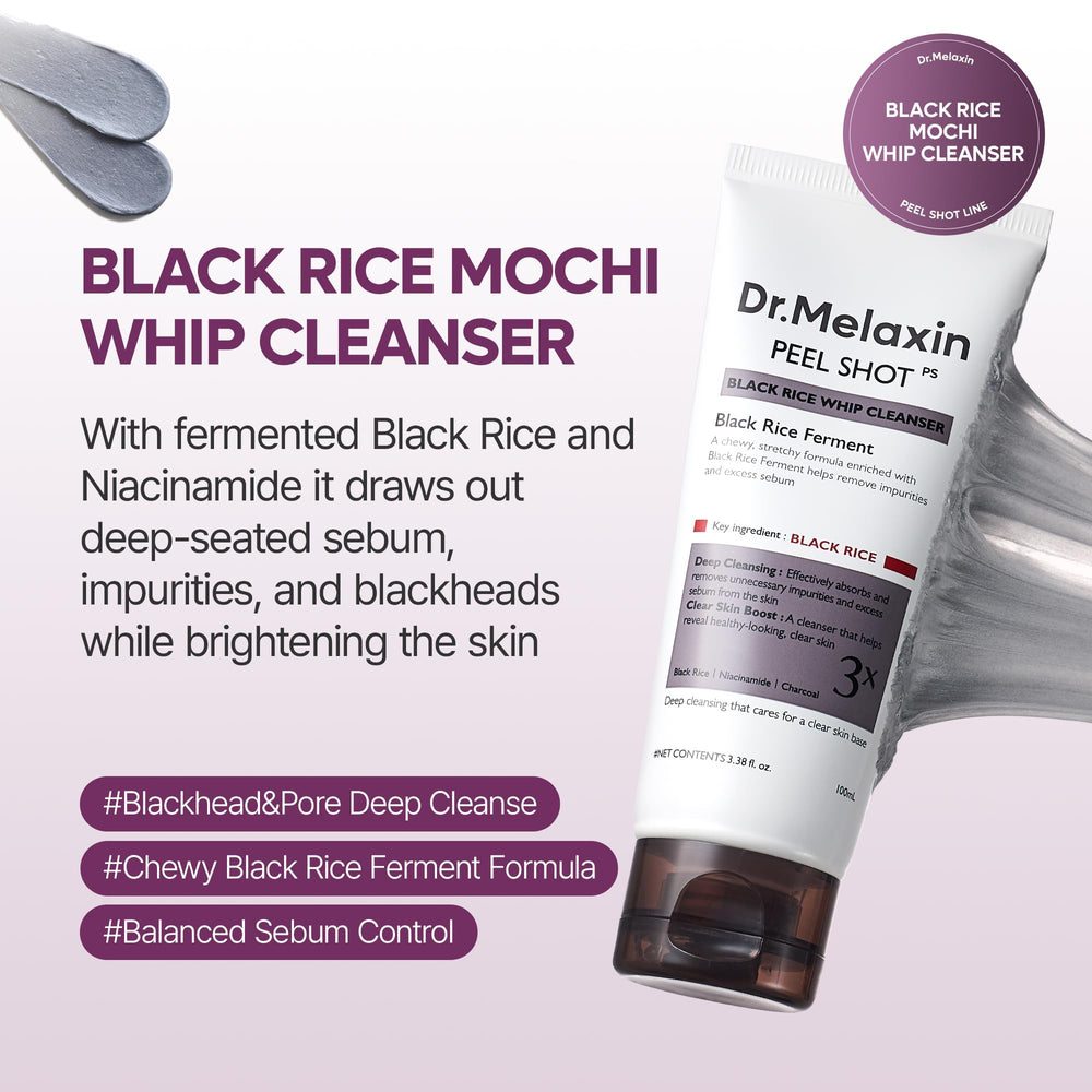 Dr.Melaxin Mochi whip texture closeup highlights airy foam for refreshing cleansing.