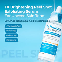 Close-up of Dr.Melaxin Peel Shot serum being dispensed on skin