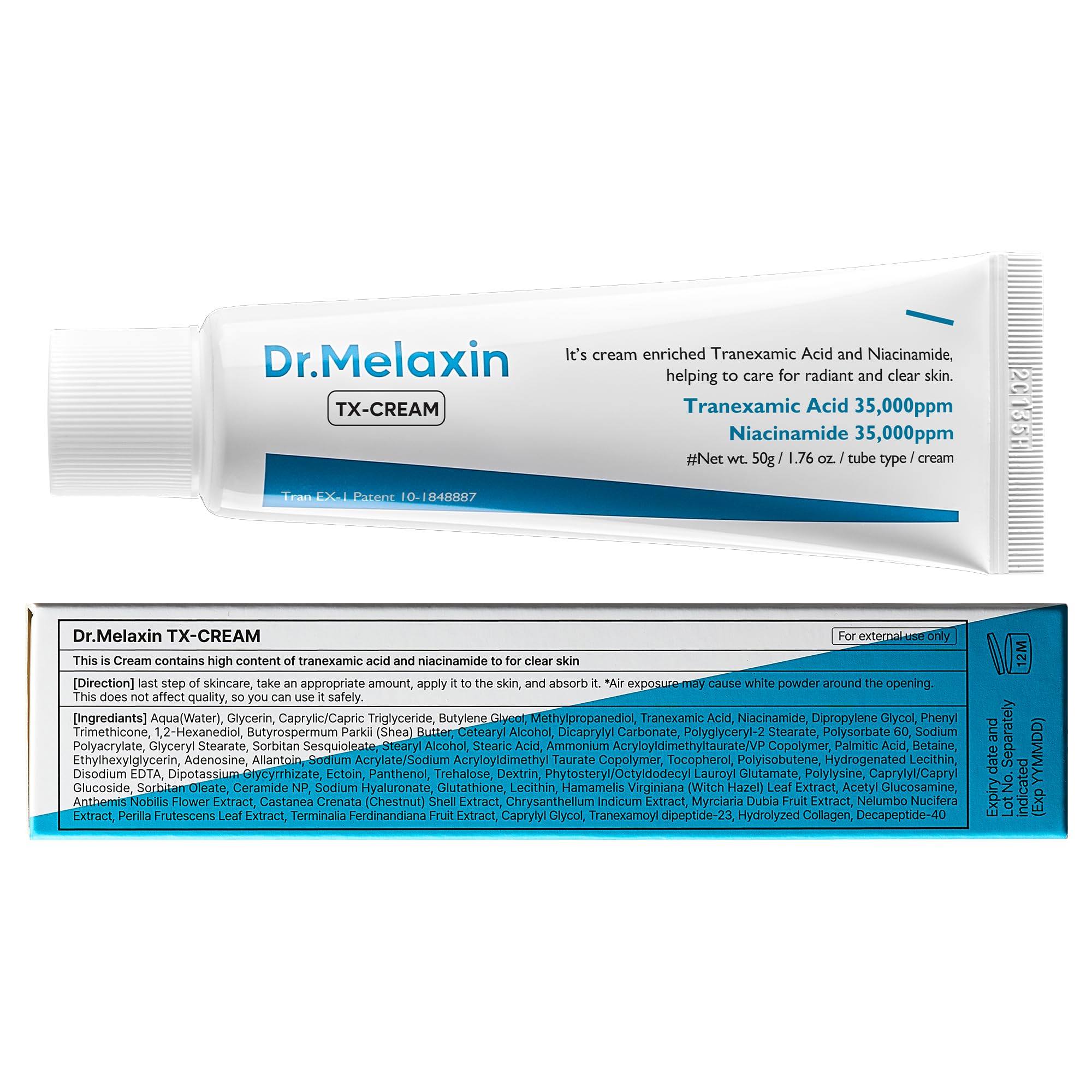 Dr.Melaxin TX Cream info card notes EWG green grade safety.