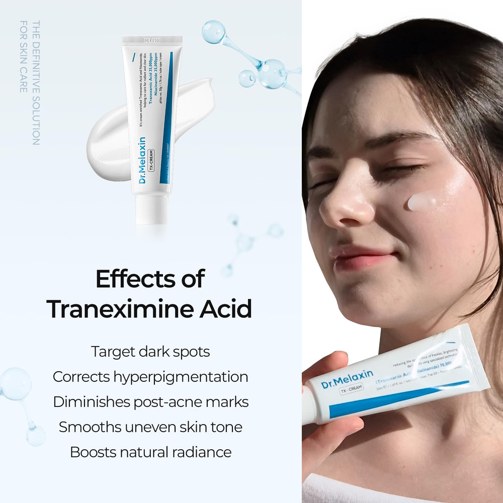 Dr.Melaxin TX Cream in hand shows fragrance-free, gentle care.