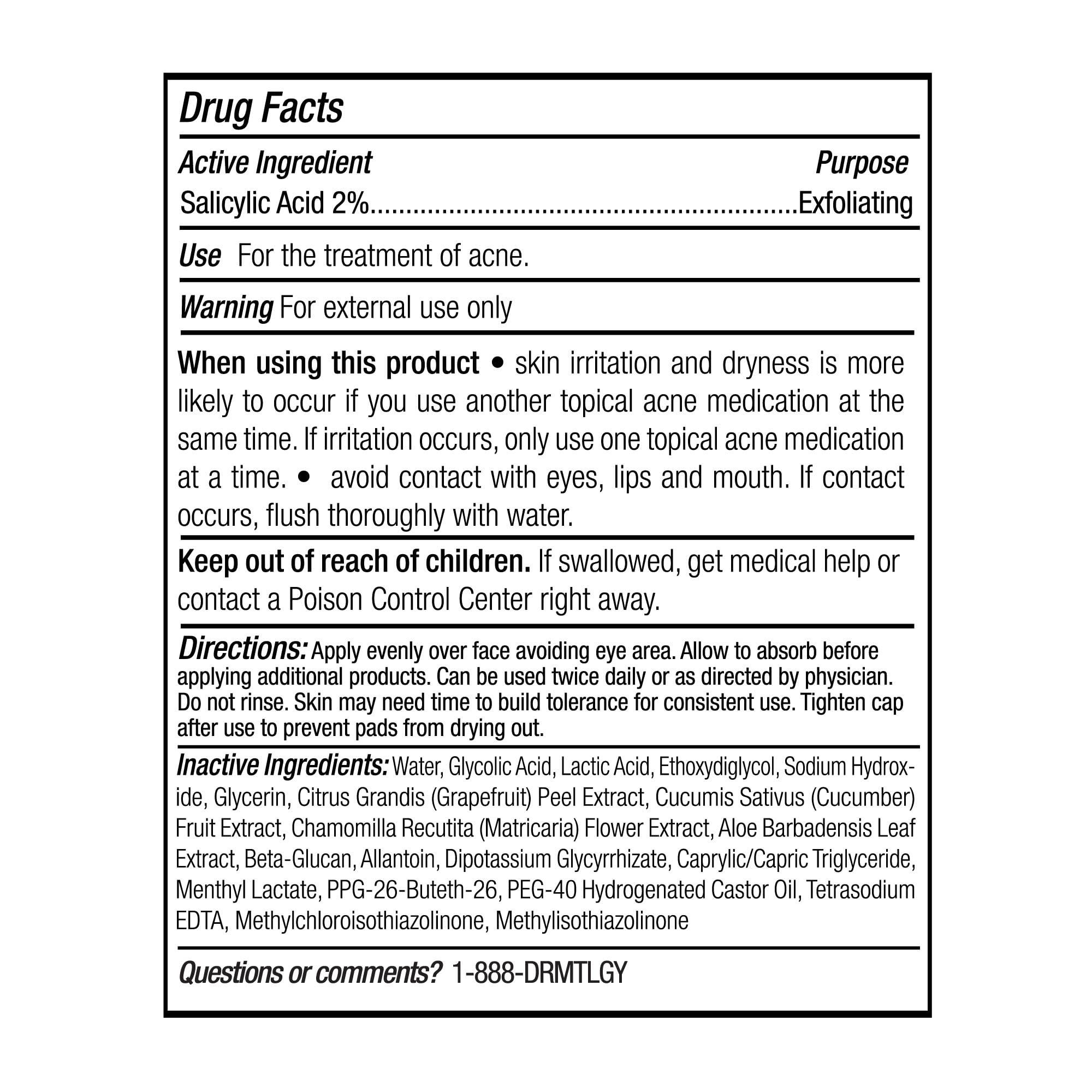 DRMTLGY Tingl Exfoliating Pads on a clean face help control oil and reduce blackheads.