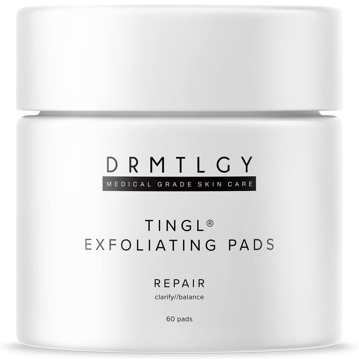 DRMTLGY Tingl Exfoliating Pads packaging shows a premium formula for radiant skin.