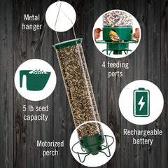 Droll Yankees Flipper holds five-pound seed capacity for multiple birds.