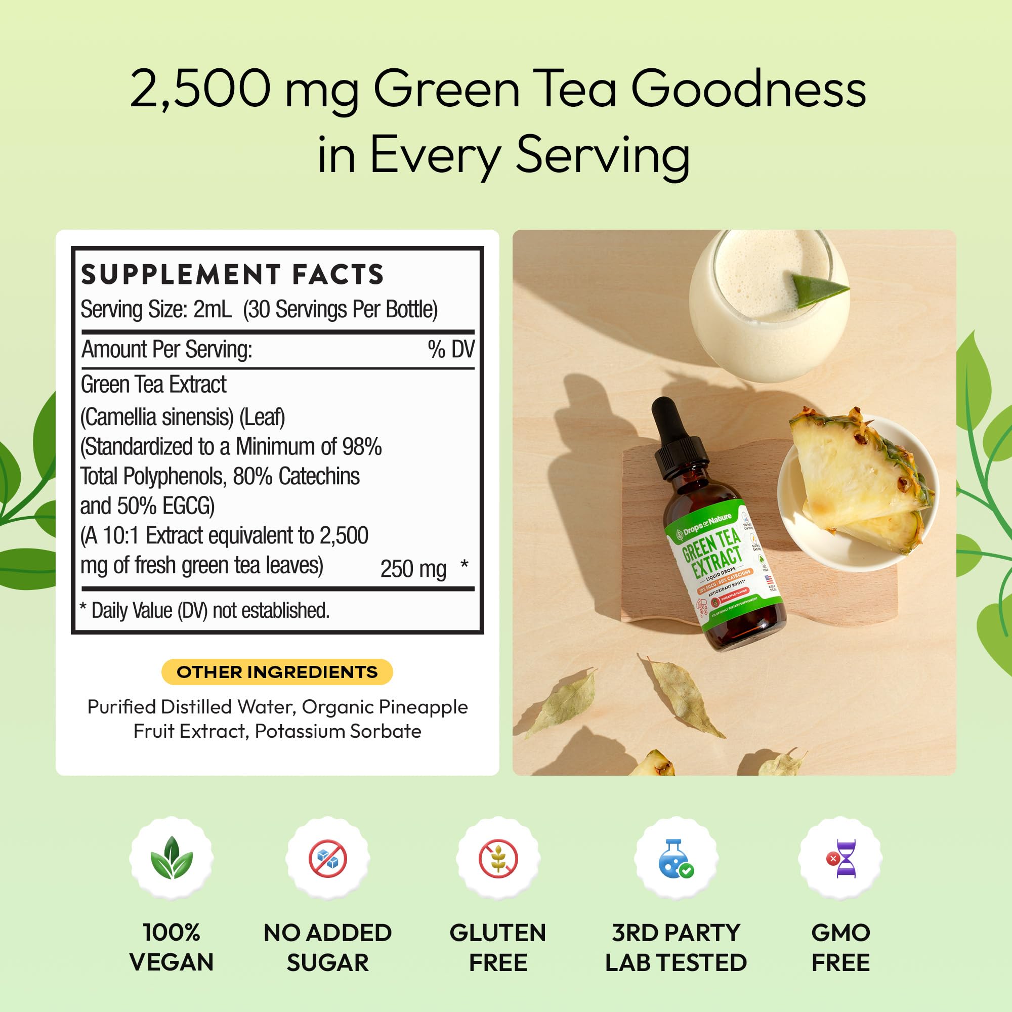 2oz bottle with glass, ideal for sip-sized daily wellness routine.