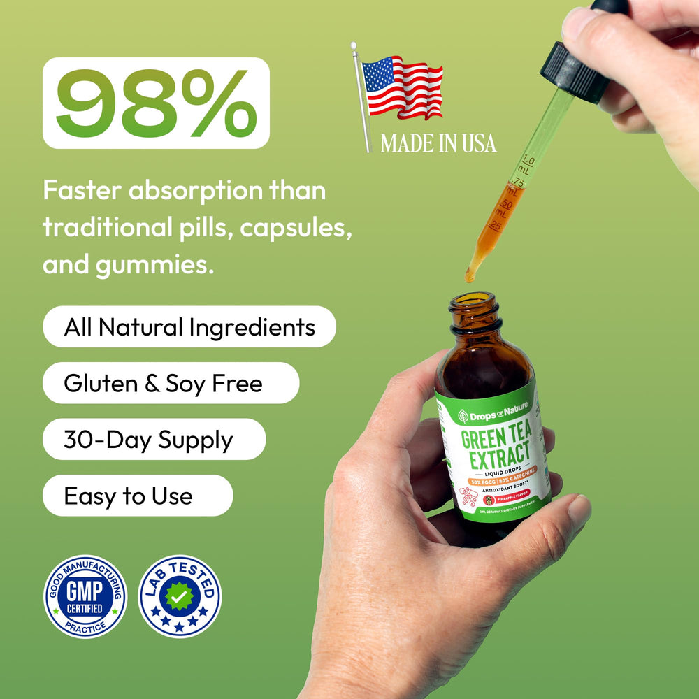 Label detail showing 50% EGCG extract and 10:1 potency.