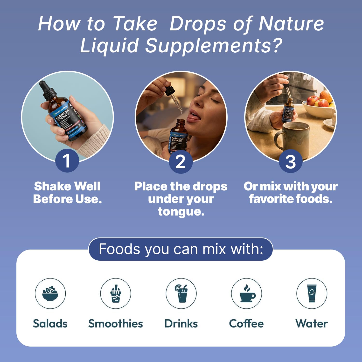 Drops Of Nature bottle on nightstand suggests convenient evening use.