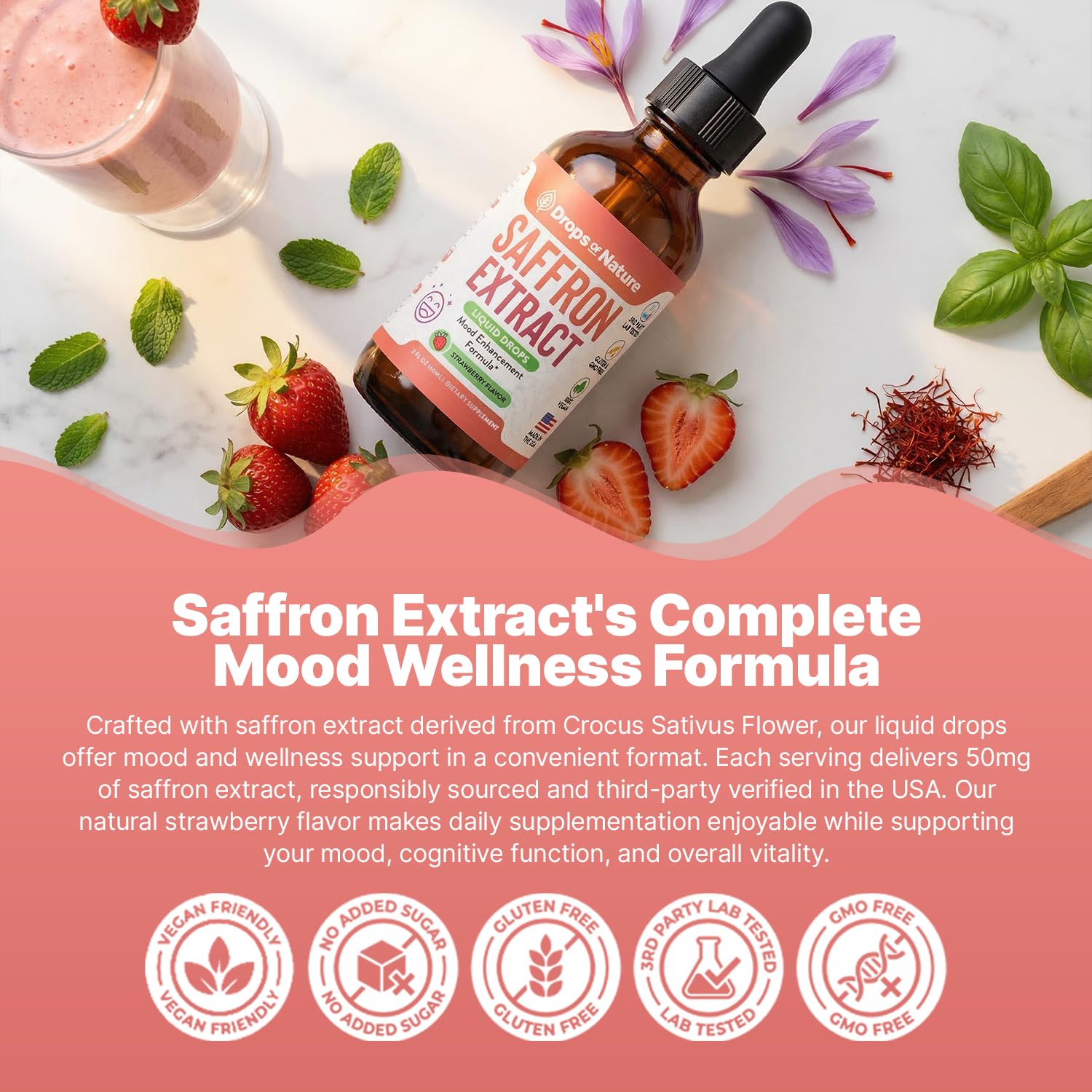 Drops Of Nature saffron drops fast-absorbing liquid mixes easily with drinks