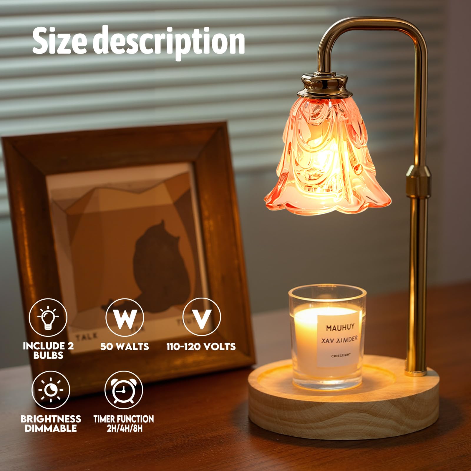 Droyek Candle Warmer Lamp dimmer control highlights adjustable heat and ambience