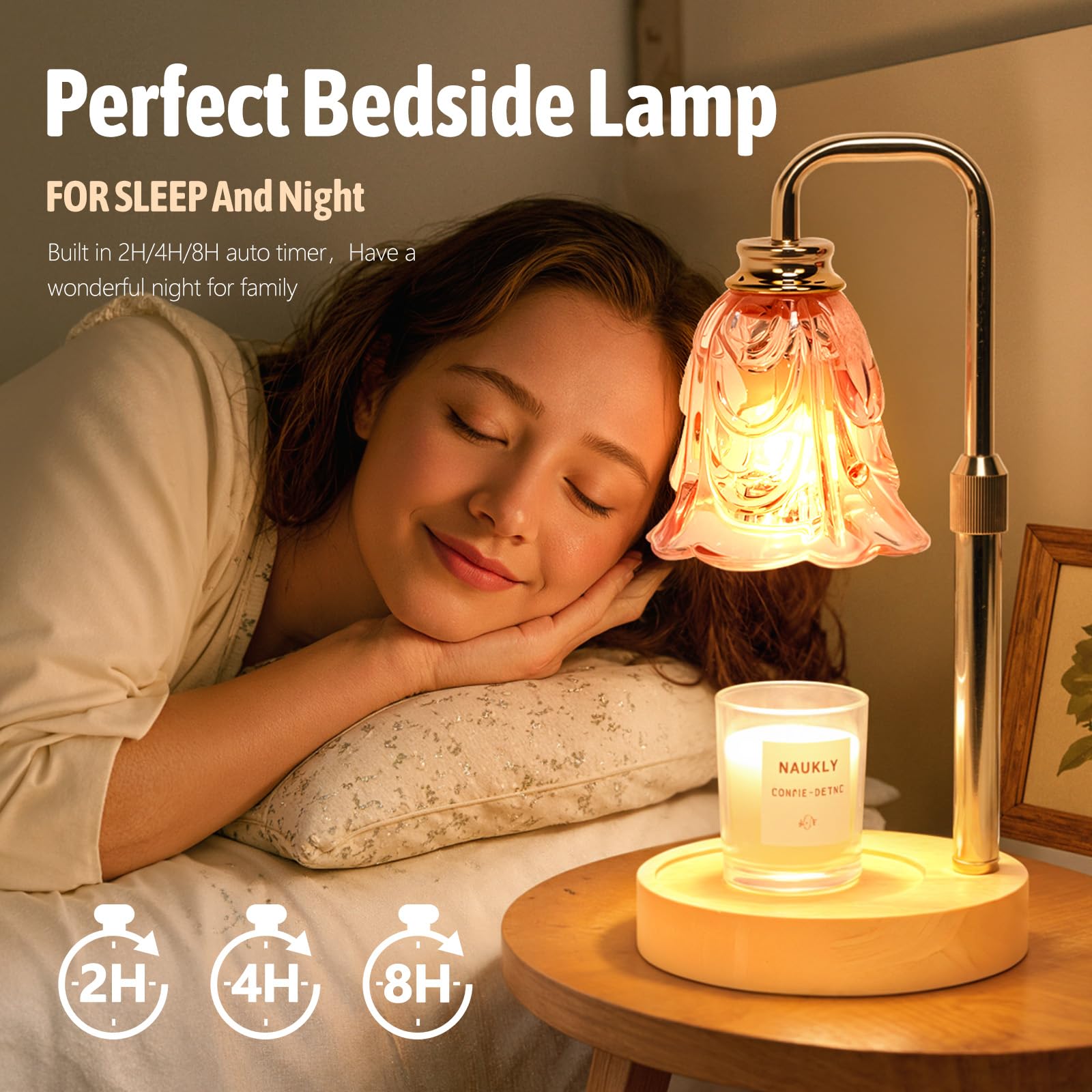 Droyek Candle Warmer Lamp side view showing durable build and warm glow
