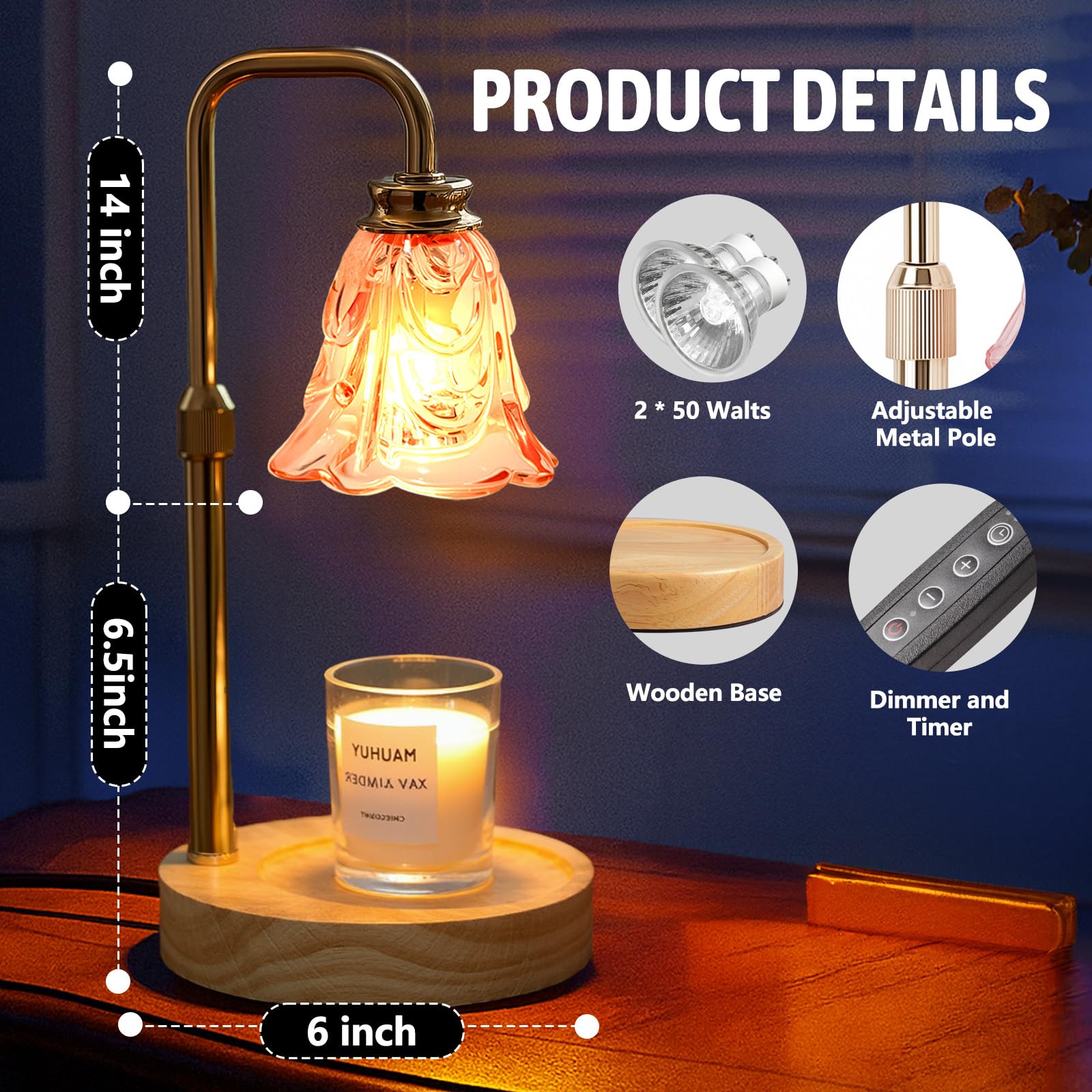 Droyek Candle Warmer Lamp two bulbs included for even diffusion