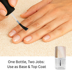 Close-up of brush applying TOTAL two-in-one for smooth color adhesion.