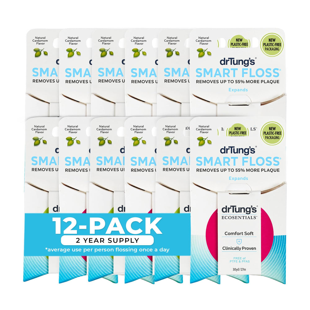 DrTung's Smart Floss expanding close-up showing deep cleaning in tight gaps