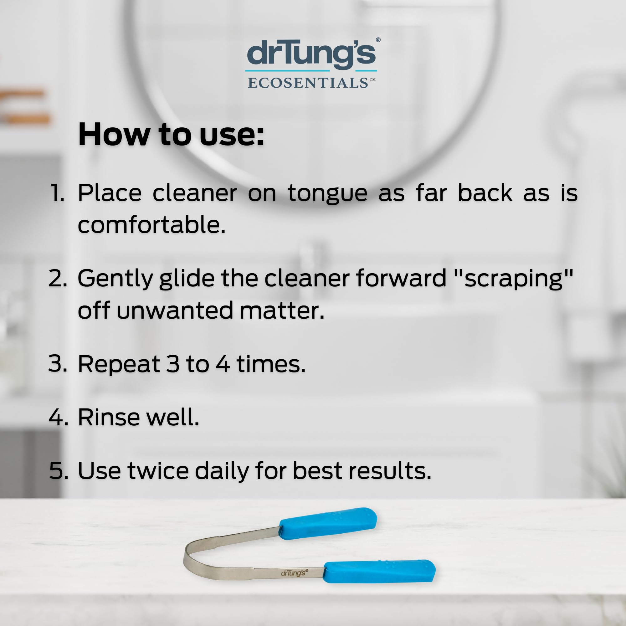 DrTung's durable stainless steel scraper offers hygienic, long-lasting cleaning.