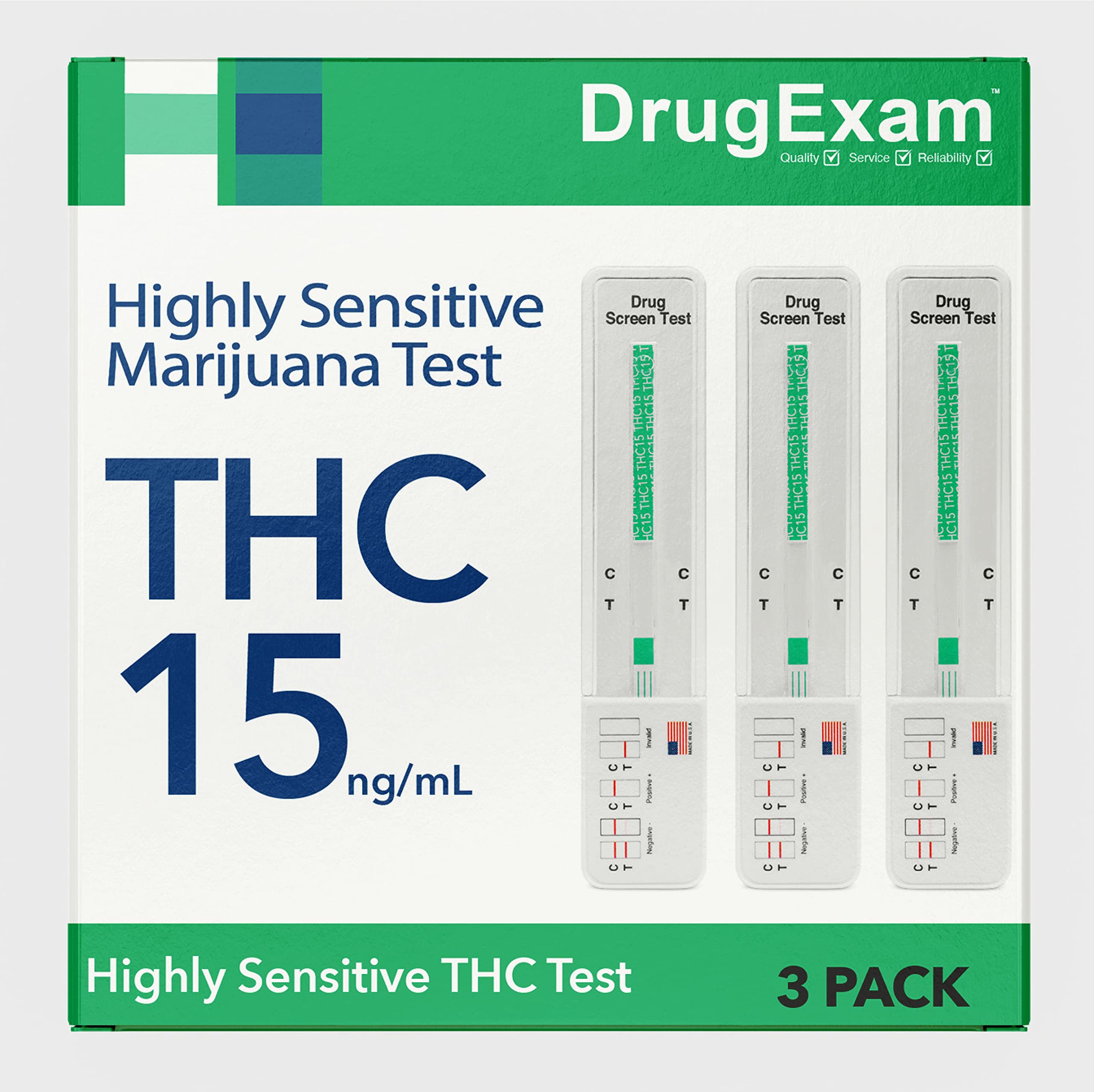 DrugExam 3Pack box front showing discreet, home-friendly package