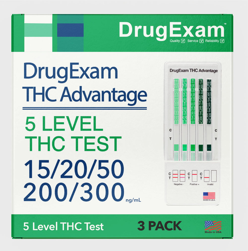 DrugExam 3pack multi-drug screen test urine shows at-home screening convenience.