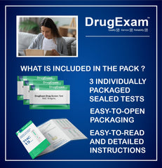 DrugExam 3Pack test strip close-up highlighting simple results